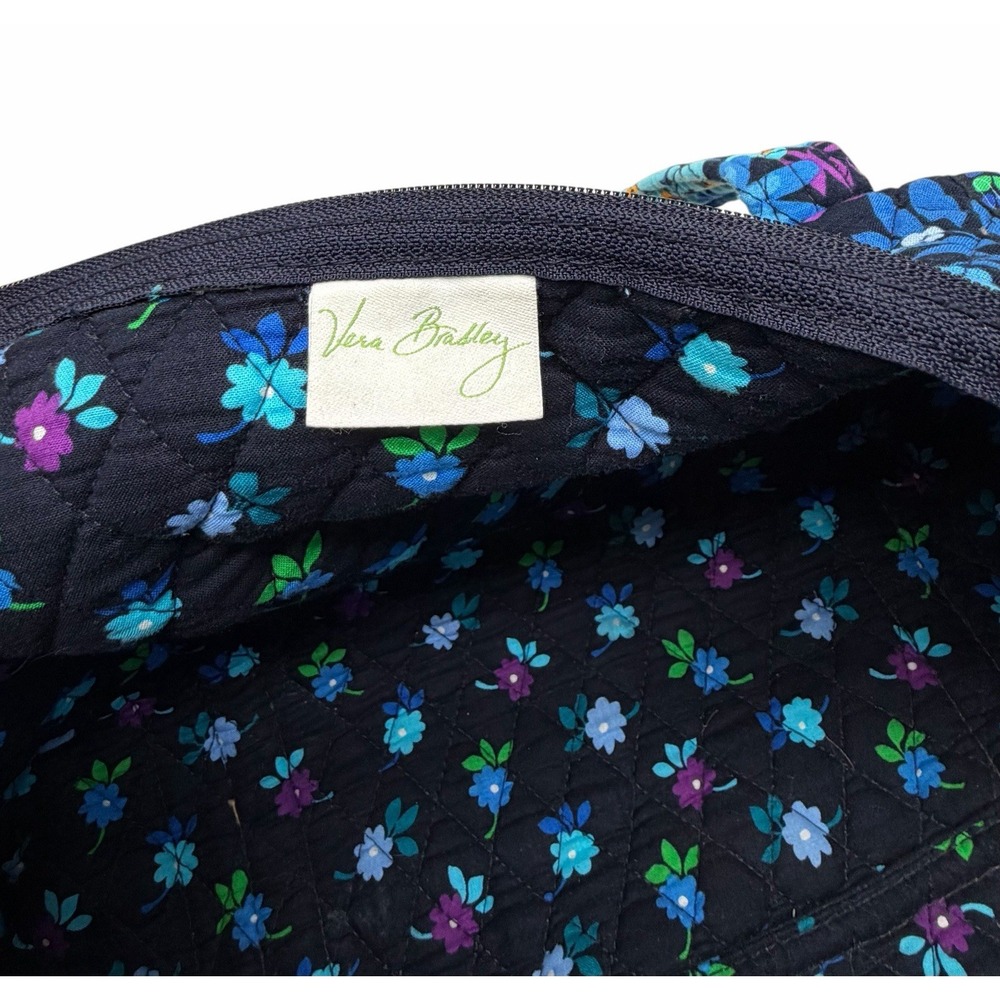 Vera Bradley Weekender Travel Bag Midnight Blues Zipper Floral Pocket Gift 1094 - Picture 15 of 15